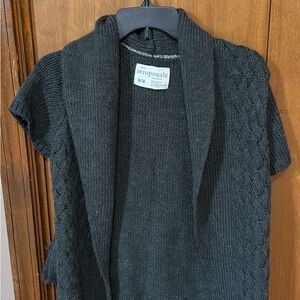 Aeropostale Black Short Sleeve Open-Front Shawl Collar Cardigan